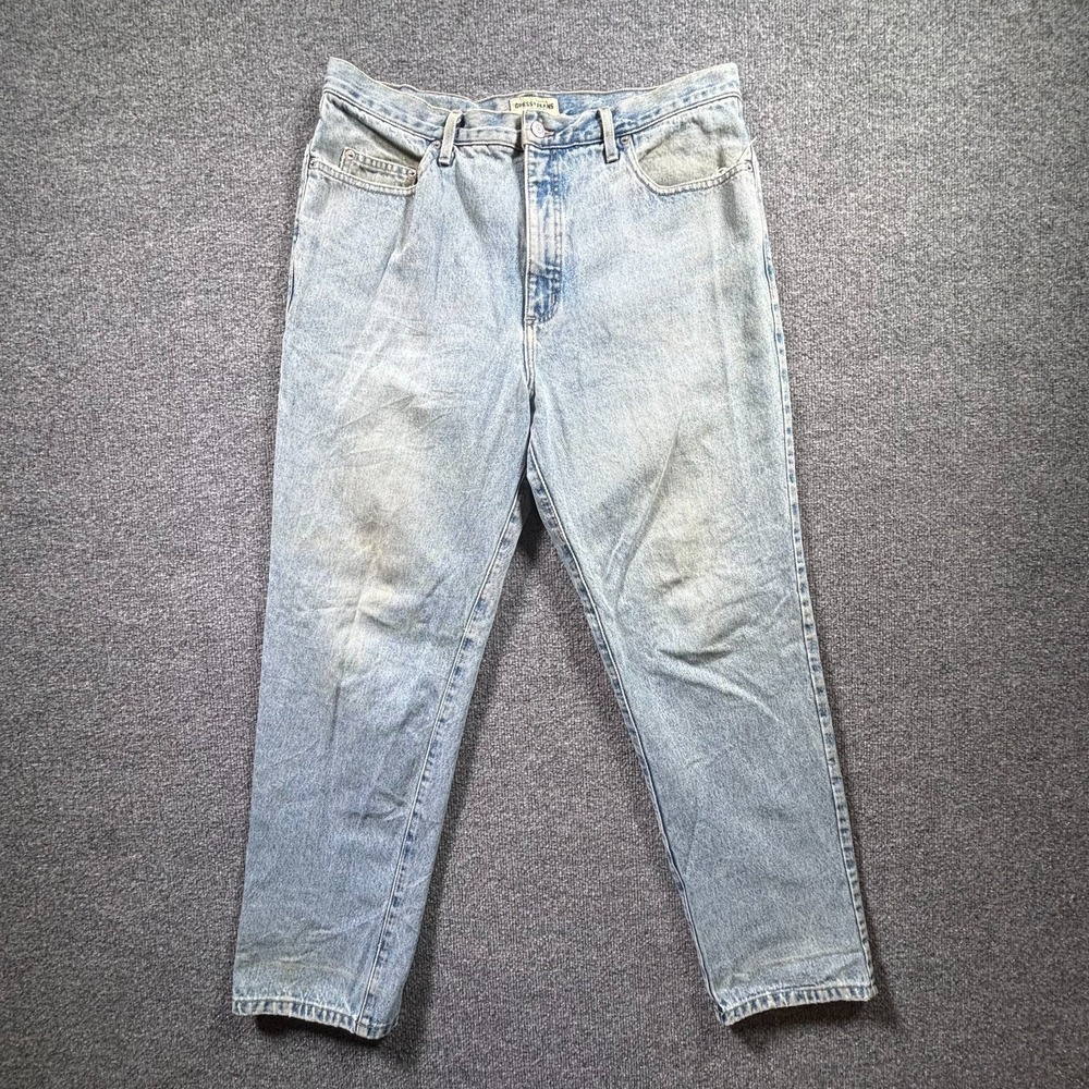 Vintage Guess Jeans Mens 36x30 Blue Light Wash Relaxed Tapered USA Made Denim